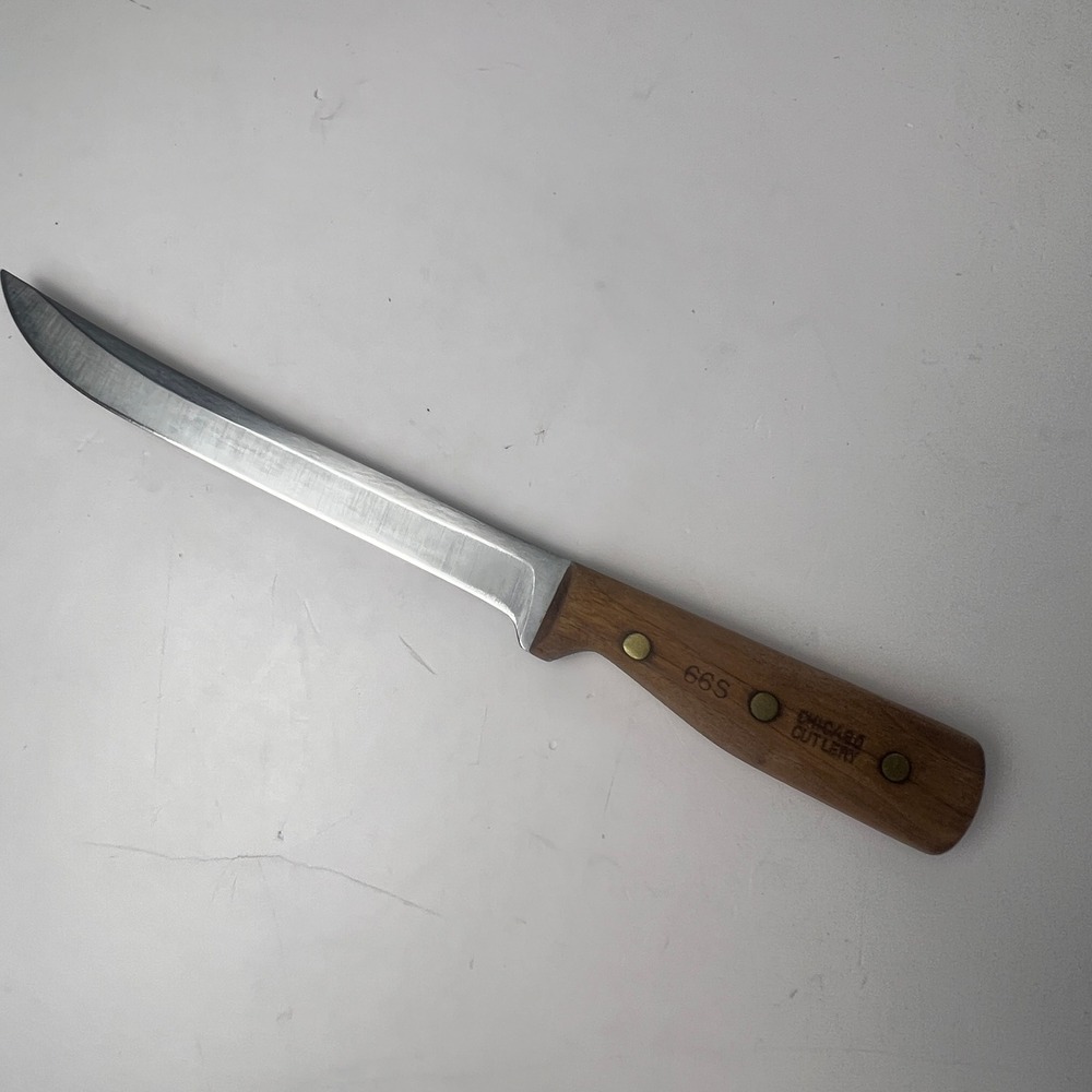 Chicago Cutlery 66S Utility Kitchen Knife 5.5in Brown Wood Handle Vintage